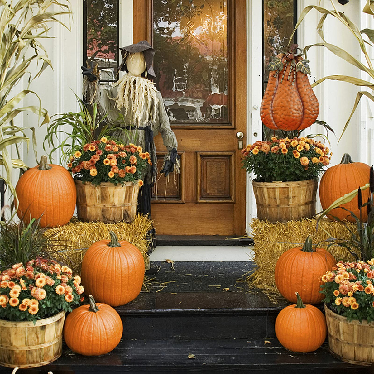 Metal Pumpkin Garden Stakes Fall Decor Autumn Decorative Yard Signs