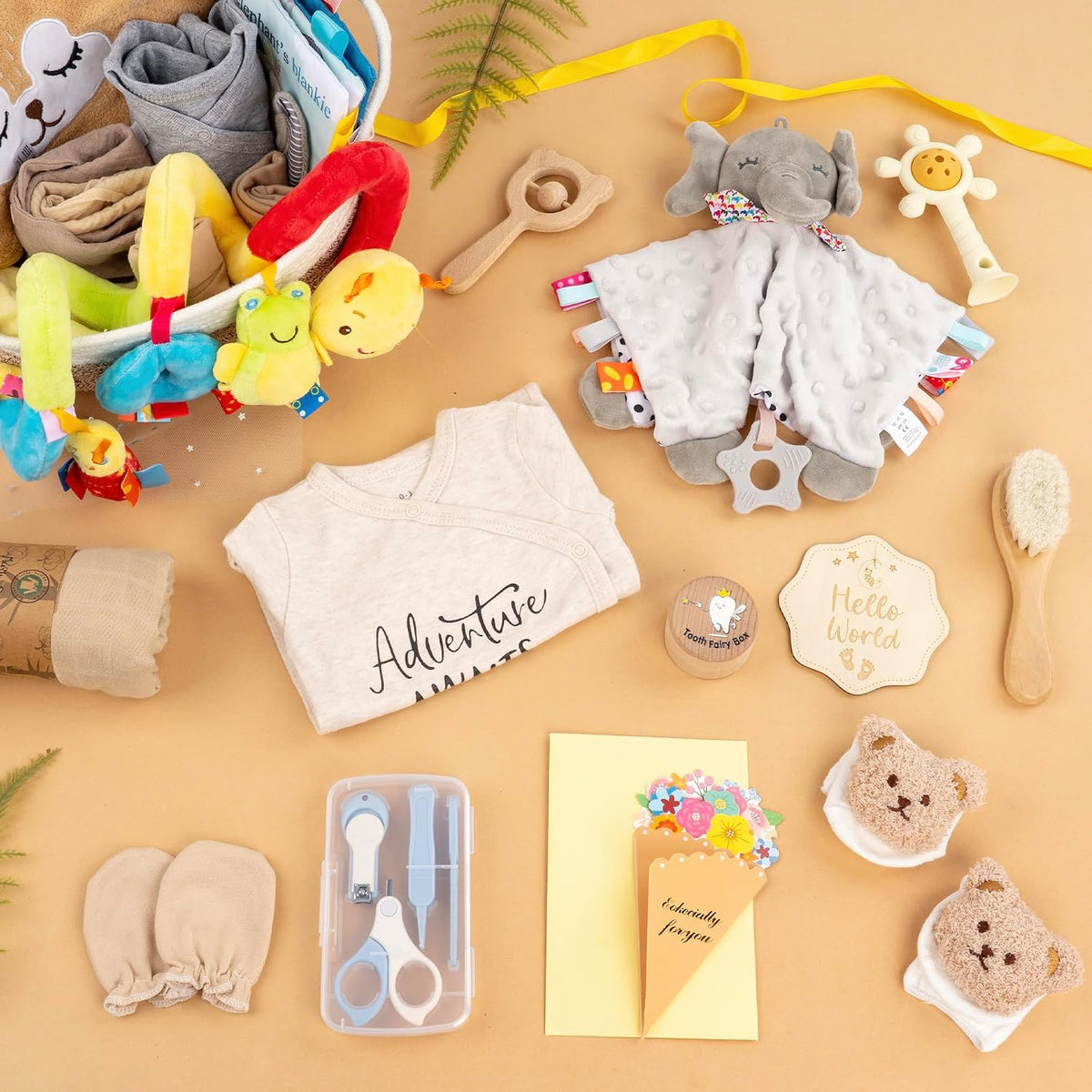 Piece Baby Gift Basket, Baby Shower Gift Set for Newborns, Khaki