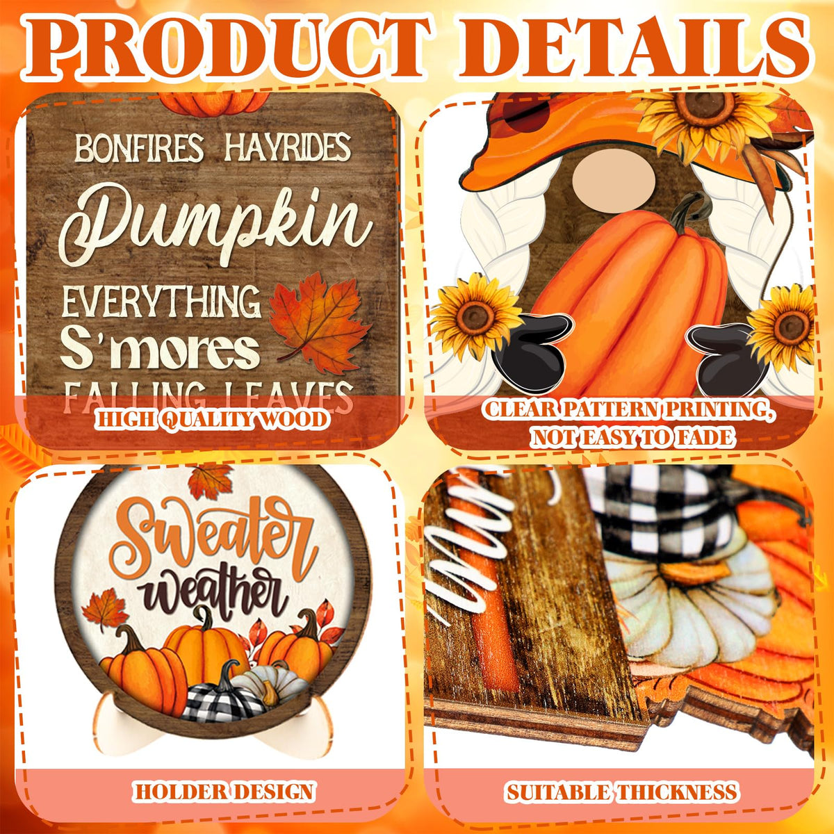 21 Pcs Fall Tiered Tray Decor Set Vintage Pumpkin Gnome Truck