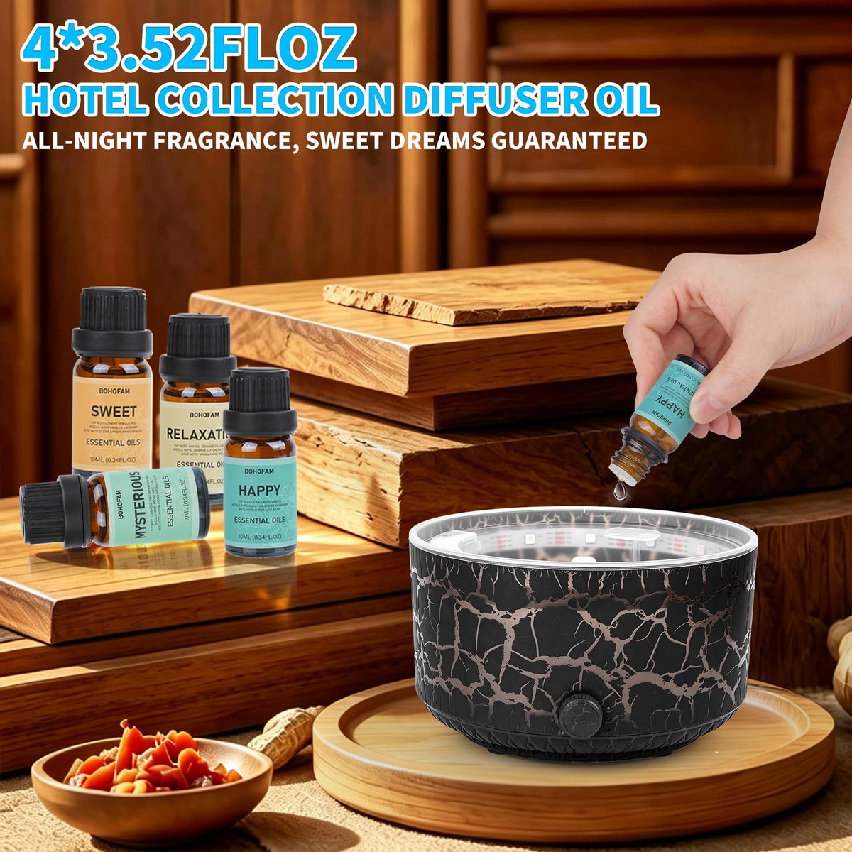 Jellyfish Essential Oil Diffuser, Aroma humidifuer with 5 Mist Ring