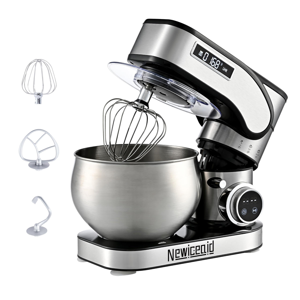 Stainless Steel 12-Speed 5.3QT Stand Mixer w/Scale & Timer
