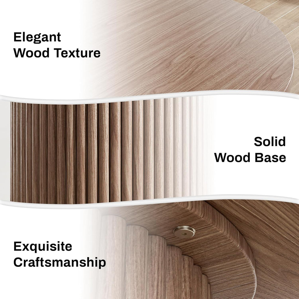 Round Dining Table, 41.7" Modern Wood Kitchen Table for 4, Pedestal Circle Dining Tables, Fluted Dining Table for Leisure, Coffee, Kitchen, Dining Room φ41.7" x 29.9"H (Walnut Color)