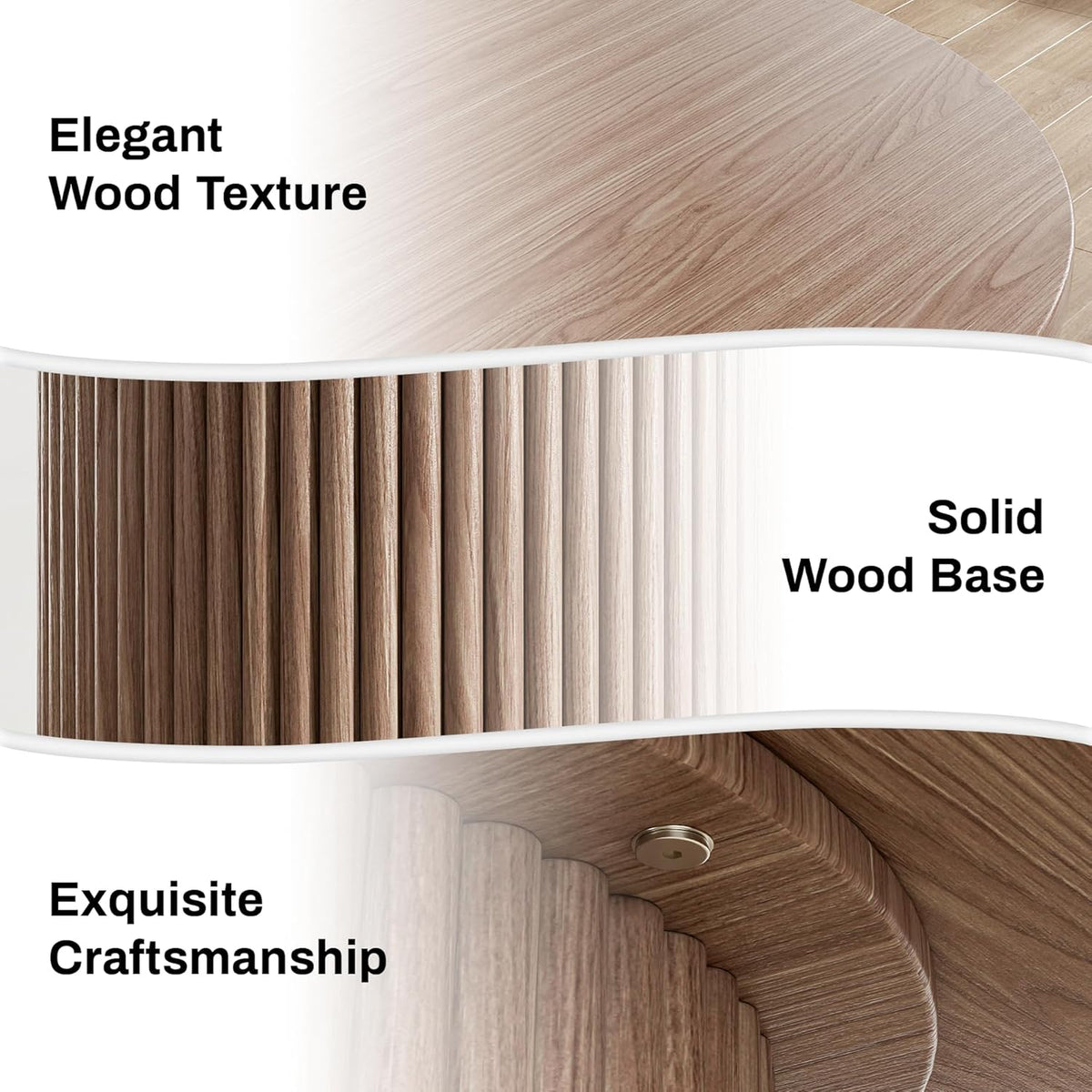 Round Dining Table, 41.7" Modern Wood Kitchen Table for 4, Pedestal Circle Dining Tables, Fluted Dining Table for Leisure, Coffee, Kitchen, Dining Room φ41.7" x 29.9"H (Walnut Color)