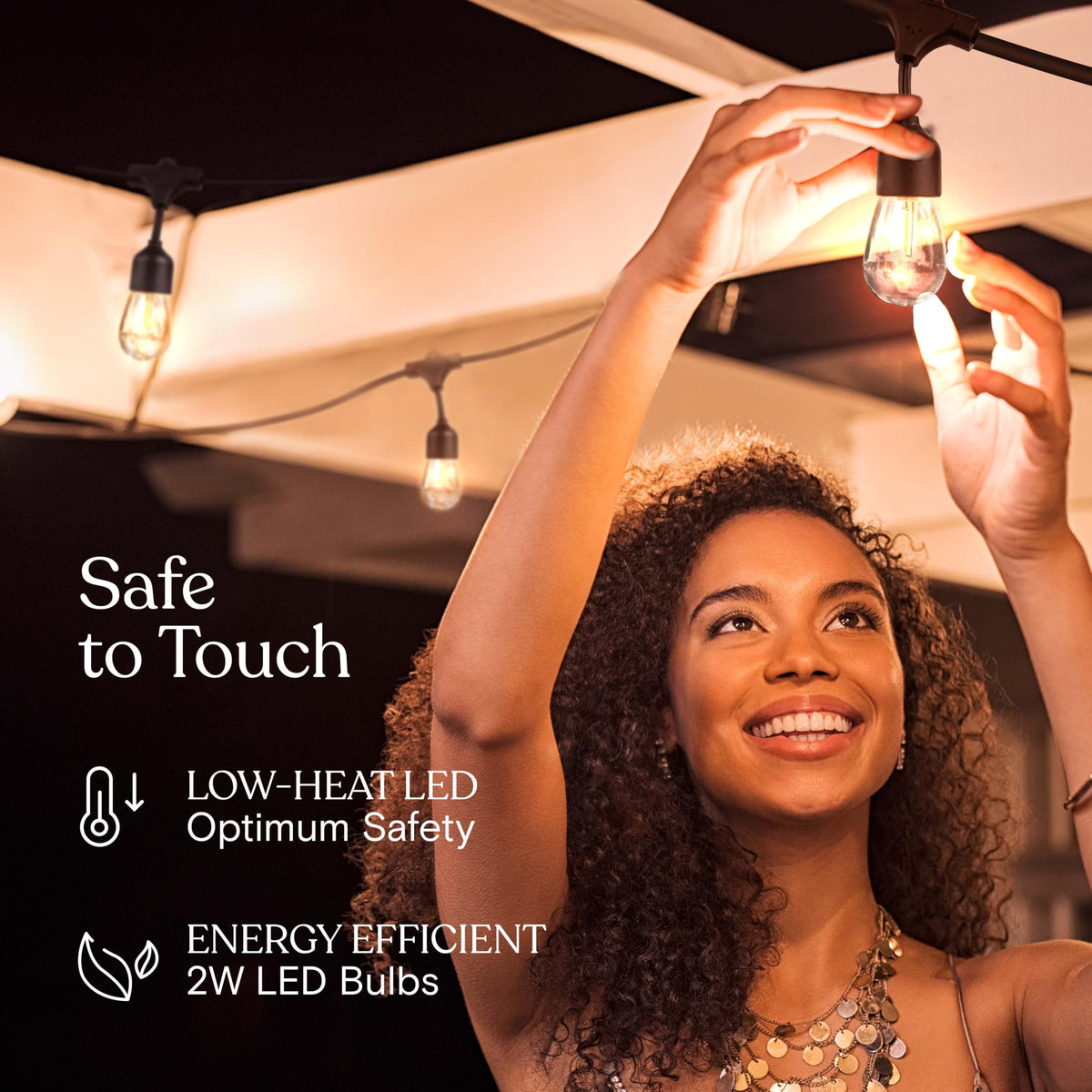 Ambience Pro 105Ft LED String Lights - 2W Commercial Grade Patio Lighting Outdoor Waterproof - Heavy Duty Dimmable