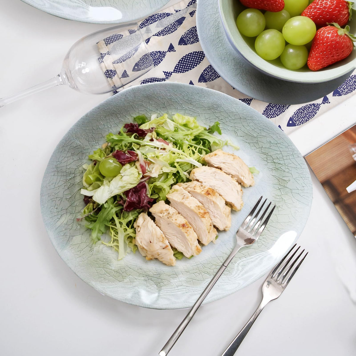 Melamine plates and bowls sets, Dishes Set for 4, Unbreakable Dinnerware Sets, Lightweight and Dishwasher Safe, Great