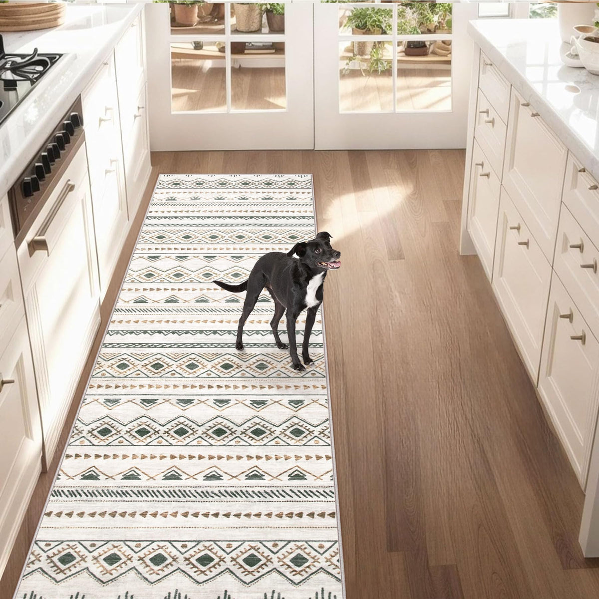 Runner Rug Boho Geometric Area Rugs: Washable Kitchen Entryway Rug, Soft Non Slip Moroccan Long Hallway Rugs