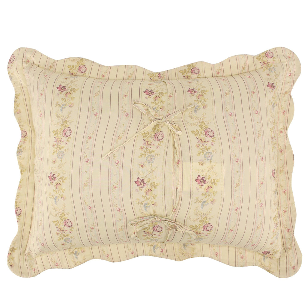 Home Antique Rose 100% Cotton Quilted Pillow Sham, 20x36-Inch, Ecru