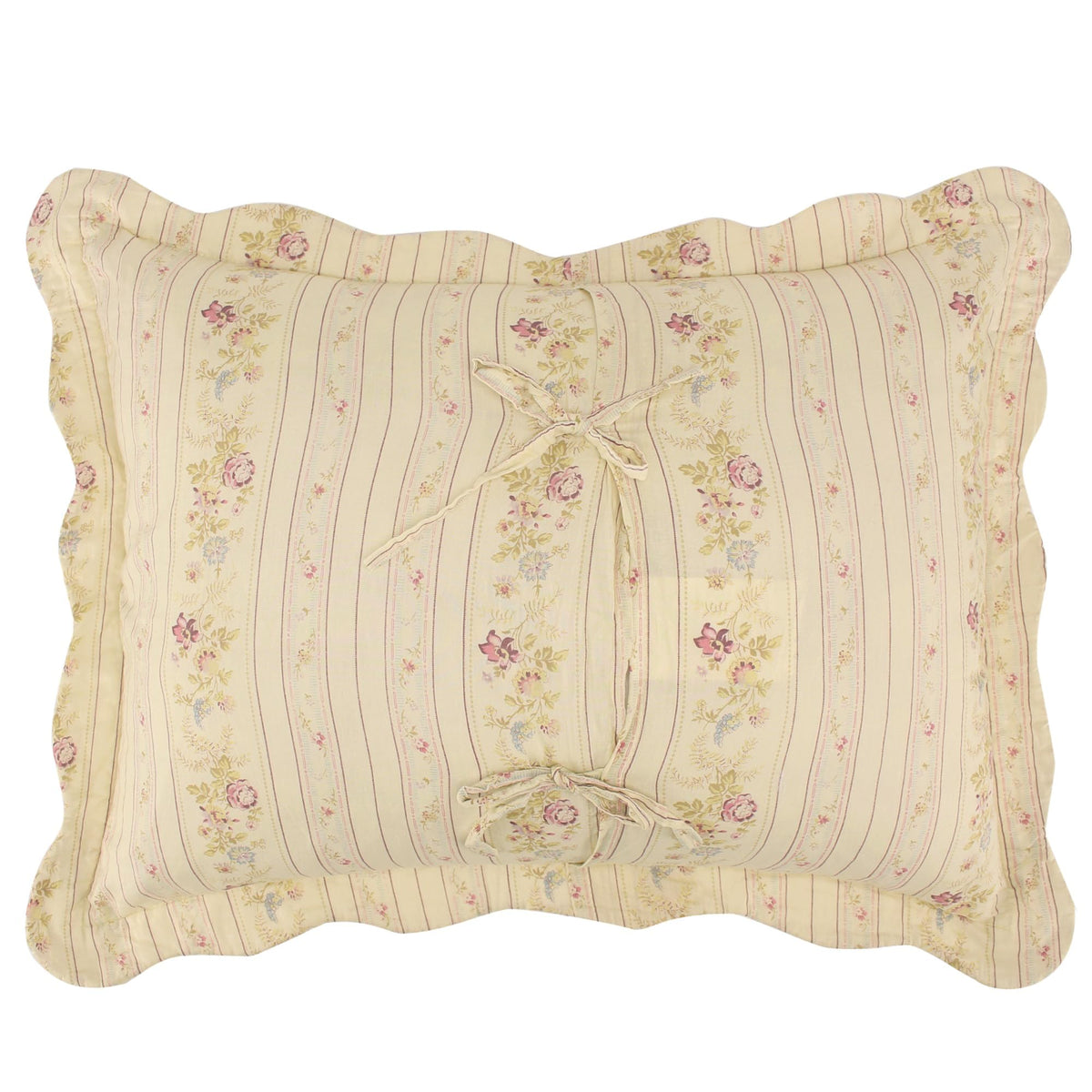 Home Antique Rose 100% Cotton Quilted Pillow Sham, 20x36-Inch, Ecru