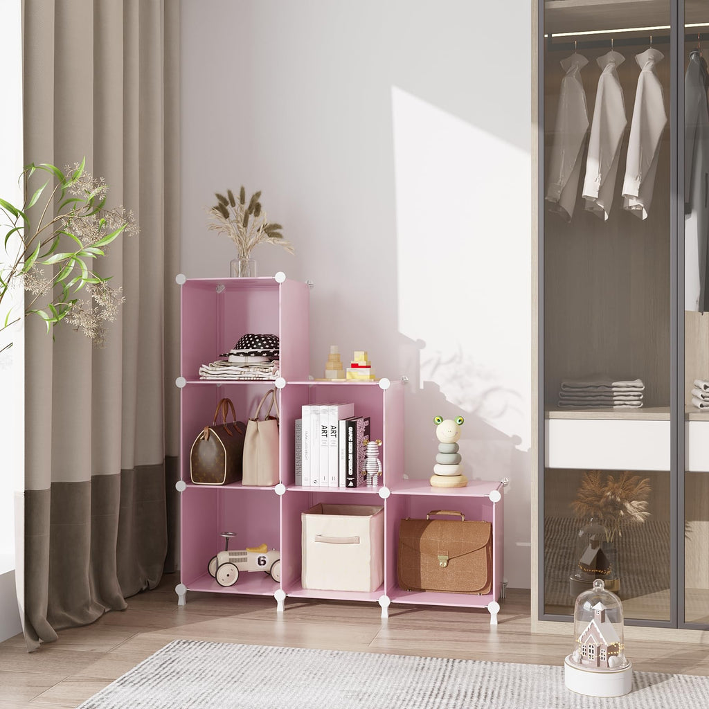 Cube Storage Organizer, Closet Organizers, 6 Cube Shelf, Pink