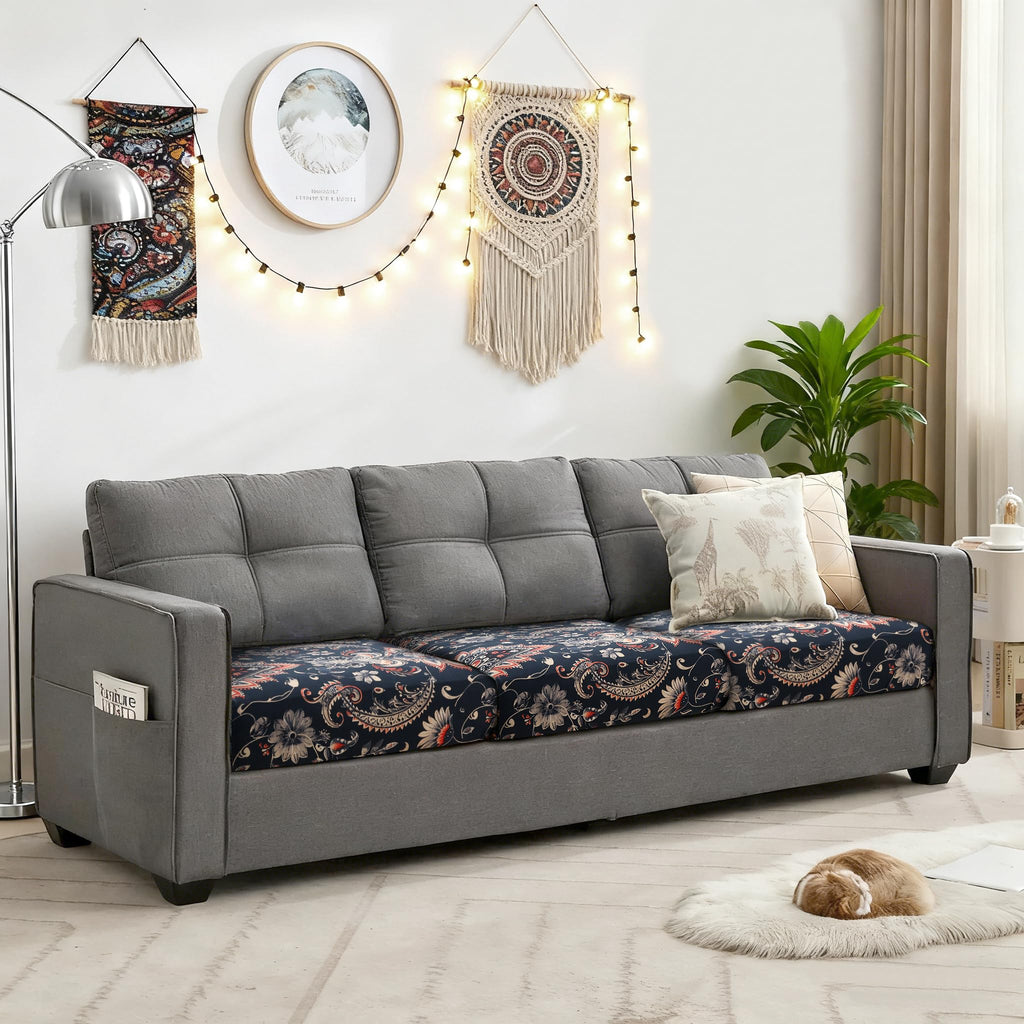 Sofa Couch Cushion Covers, Stretch Printed Couch Seat Slipcover, Soft Couch Cover for Dogs, Washable Non-Slip