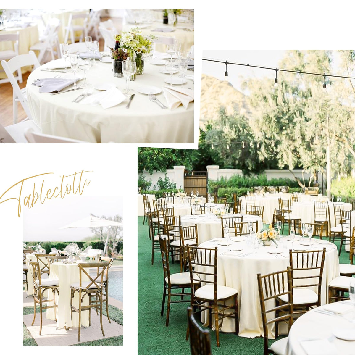 10 Packs Ivory Round Tablecloth - 120 Inch, Polyester