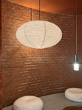 Inspired Noguchi Style White Paper Lantern Lampshade, Double-Layer Oval Foldable