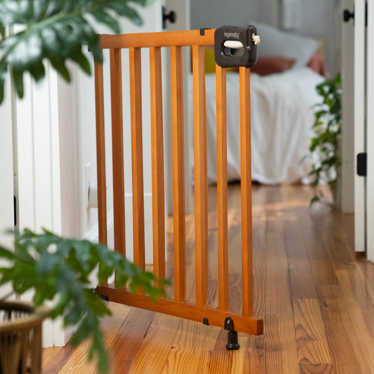 The Stairway 48W Series, 30'-48' Wide, 32" Tall, Baby Gate for Stairs with Door, Wood Safety Gate for Doorways and