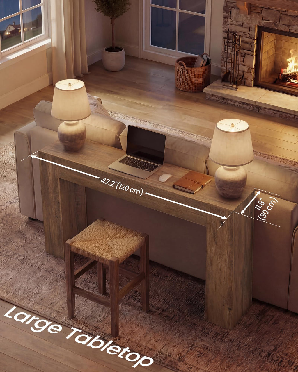 47.2 Inches Entryway Table, Thick Tabletop Console Table, Farmhouse
