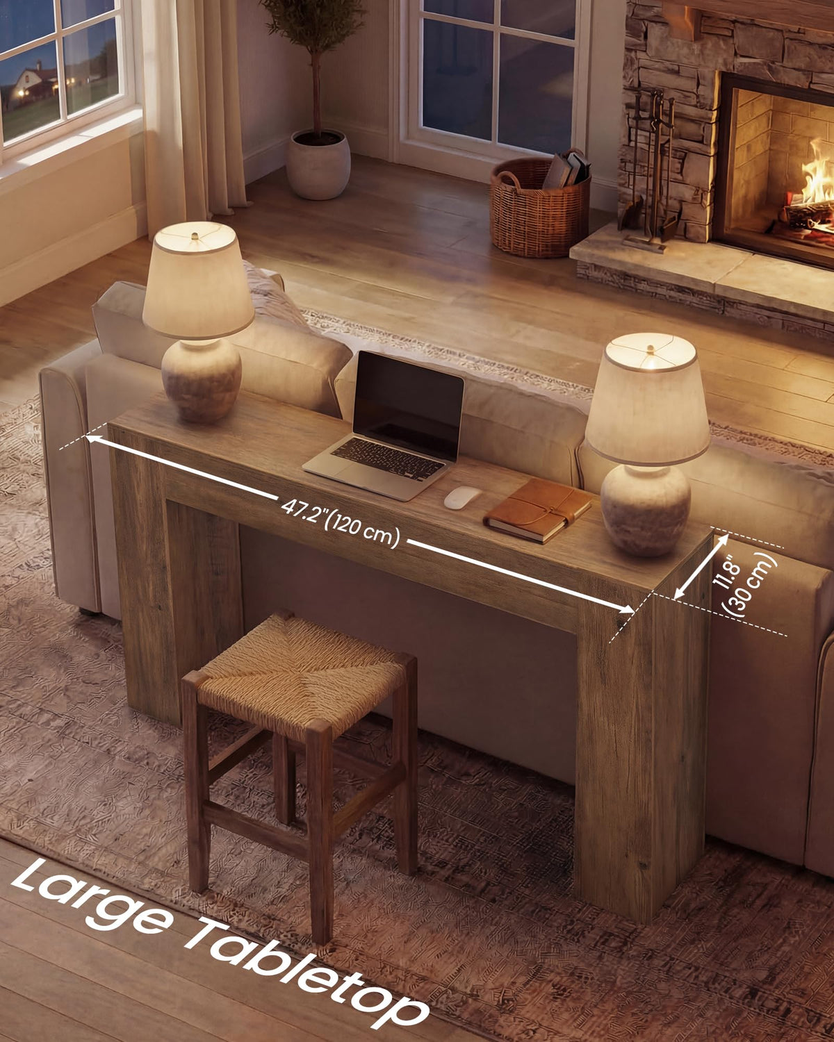 47.2 Inches Entryway Table, Thick Tabletop Console Table, Farmhouse