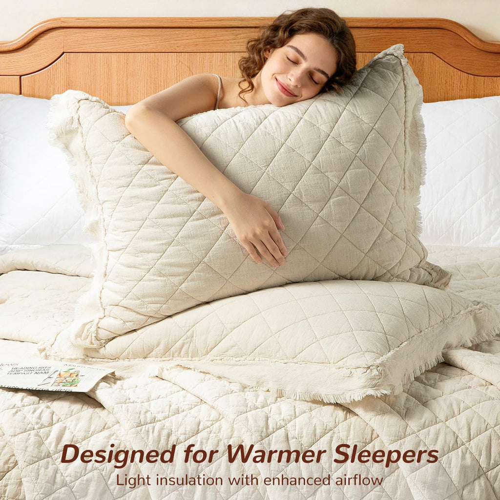 100% French Flax Linen Front Cotton Back Quilt Set