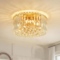 12.6-Inch Gold K9 Crystal Raindrop Flush Mount Ceiling Light for Small Rooms