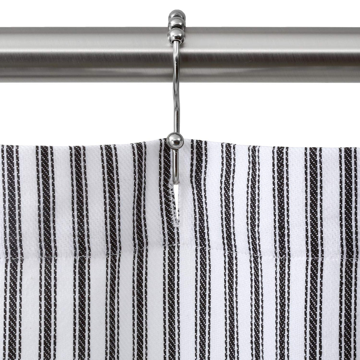 Black and White Ticking Stripe Woven Cotton Extra Long 72 Inches W x 84 Inches L