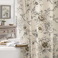 Farmhouse Floral Vintage Shower Curtain, Black Linen Pattern Shower Curtains , Tan Taupe,72x72