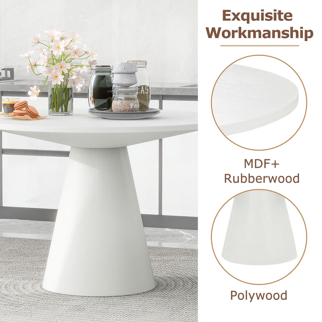 Inspired Saarinen Style 46.5" Modern Round Dining Table for 4-6, Wooden French Country Round Kitchen Table with Pedestal Base, Mid Century