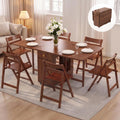 Folding Drop Leaf Dining Table and 6 Chairs, Space Saving Set, Walnut, 59"