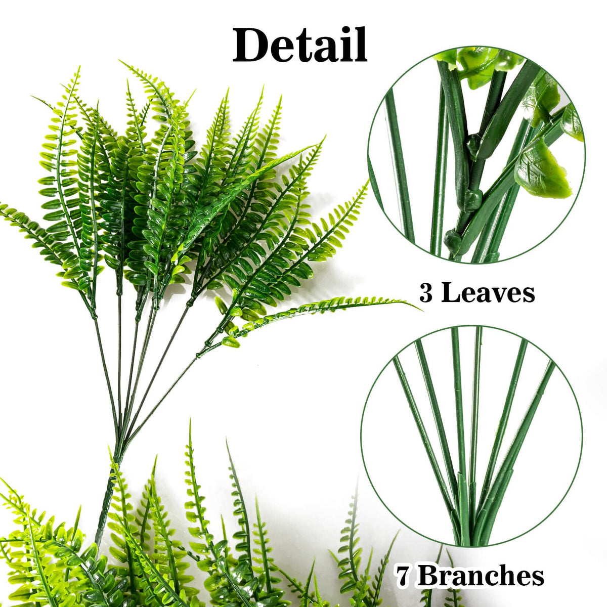 20PCS Fake Fern for Outdoor - Artificial Boston Fern Stems Decor
