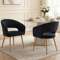 Velvet Dining Chairs Set of 2, Upholstered Dining Room Chairs with Gold Metal Legs, Modern Accent Kitchen Chairs with