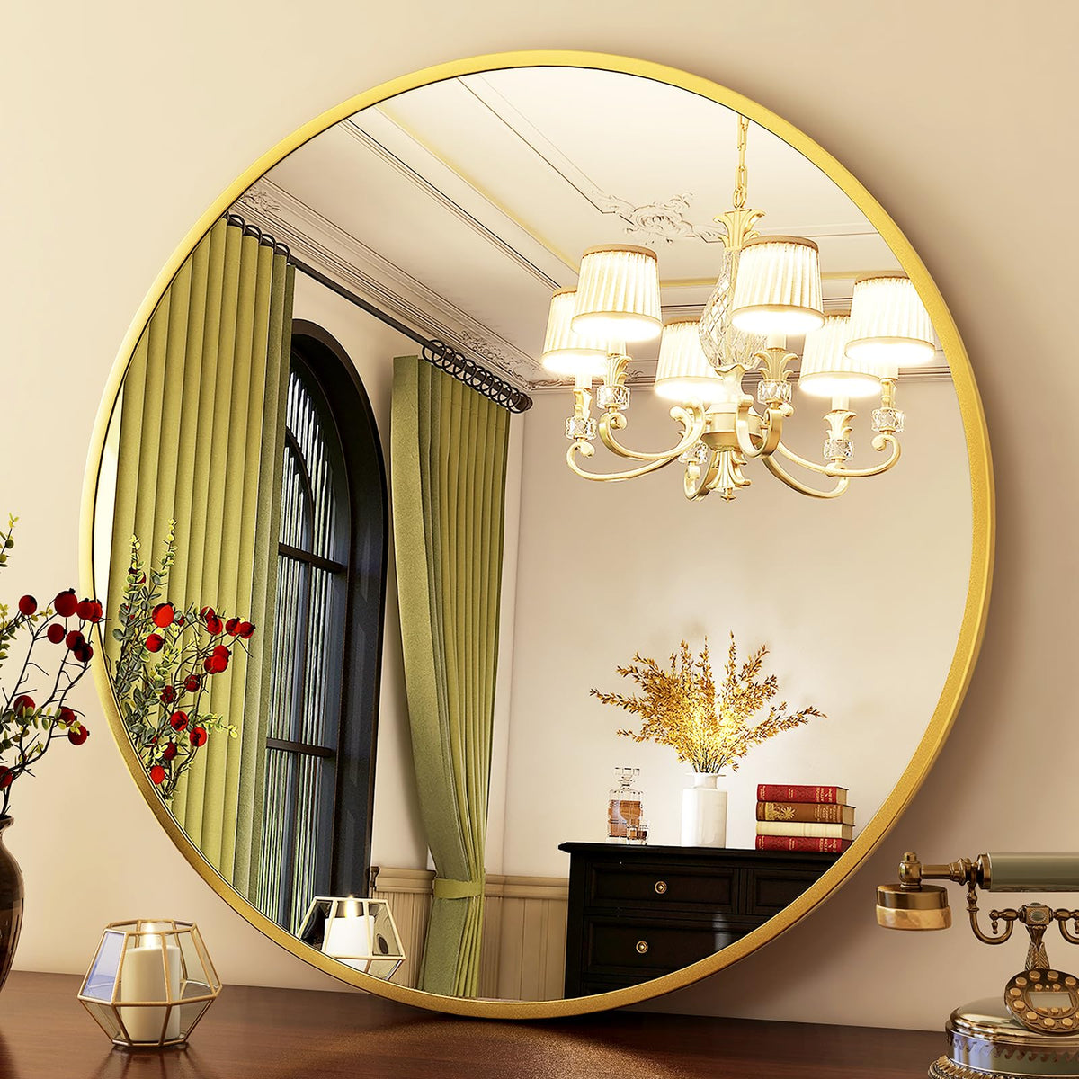 24 Inch Round Mirror Gold Circle Bathroom Mirror