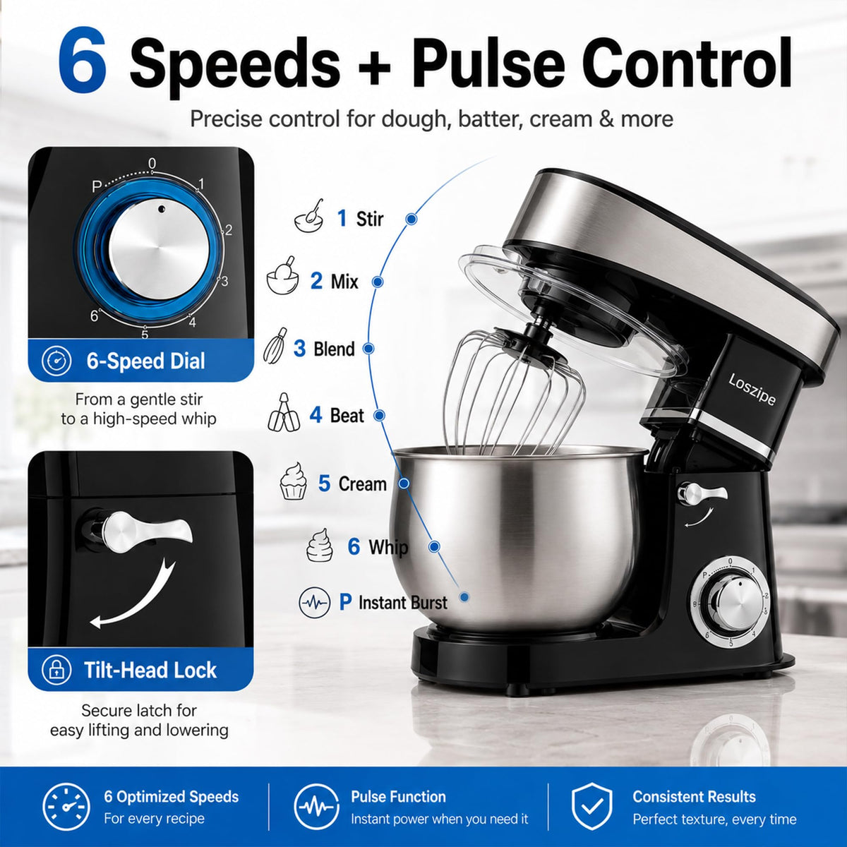 Household Stand Mixer, 7QT Kitchen Electric Mixer Baking