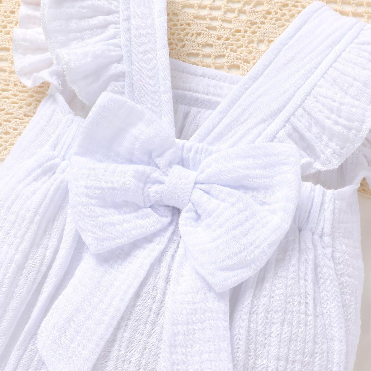 Baby Girl Romper 100% Cotton Ruffle Sleeveless Summer Outfit with Accessory Soft Infant Clothes for Daily Wear