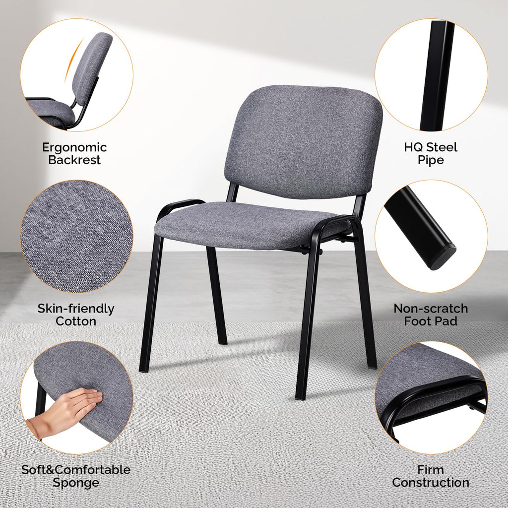 10-Pack Waiting Room Chairs, Stackable Chair, Fabric-Grey