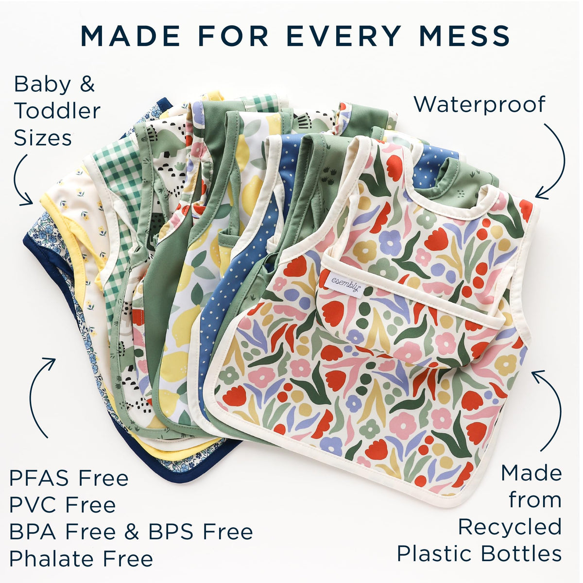 Bib for Baby, Waterproof 2 pack - Circus + Funfetti, Size 1
