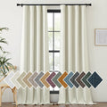 Thick Faux Linen Bedroom Curtains 108 inches Long, Room Darkening Dual Rod Pockets & Hook Belt Thermal Curtains Noise