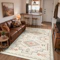 Washable Area Rug, Beige Western Aztec Tribal Moroccan Area Rug, Boys Neutral Rug, Soft Non-Slip Non-Shedding