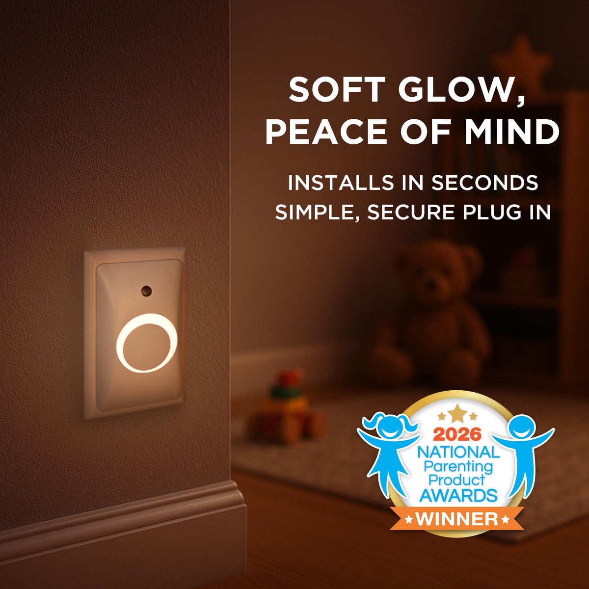 GlowGuard Childproof Outlet Covers & Night Light (1-Pack) | Secure & Tamper Resistant | Childproof, Babyproof