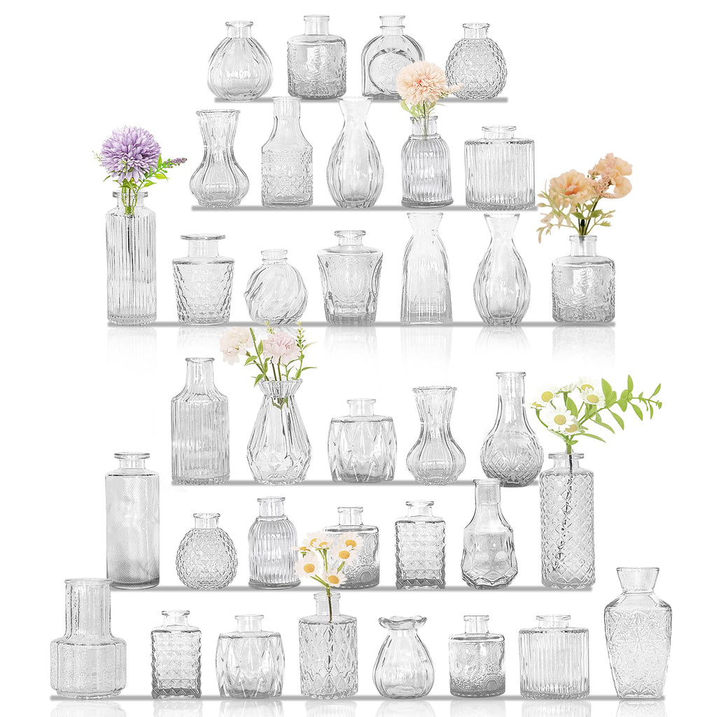Set of 36 Glass Bud Vases Small Flower Vases for Centerpieces
