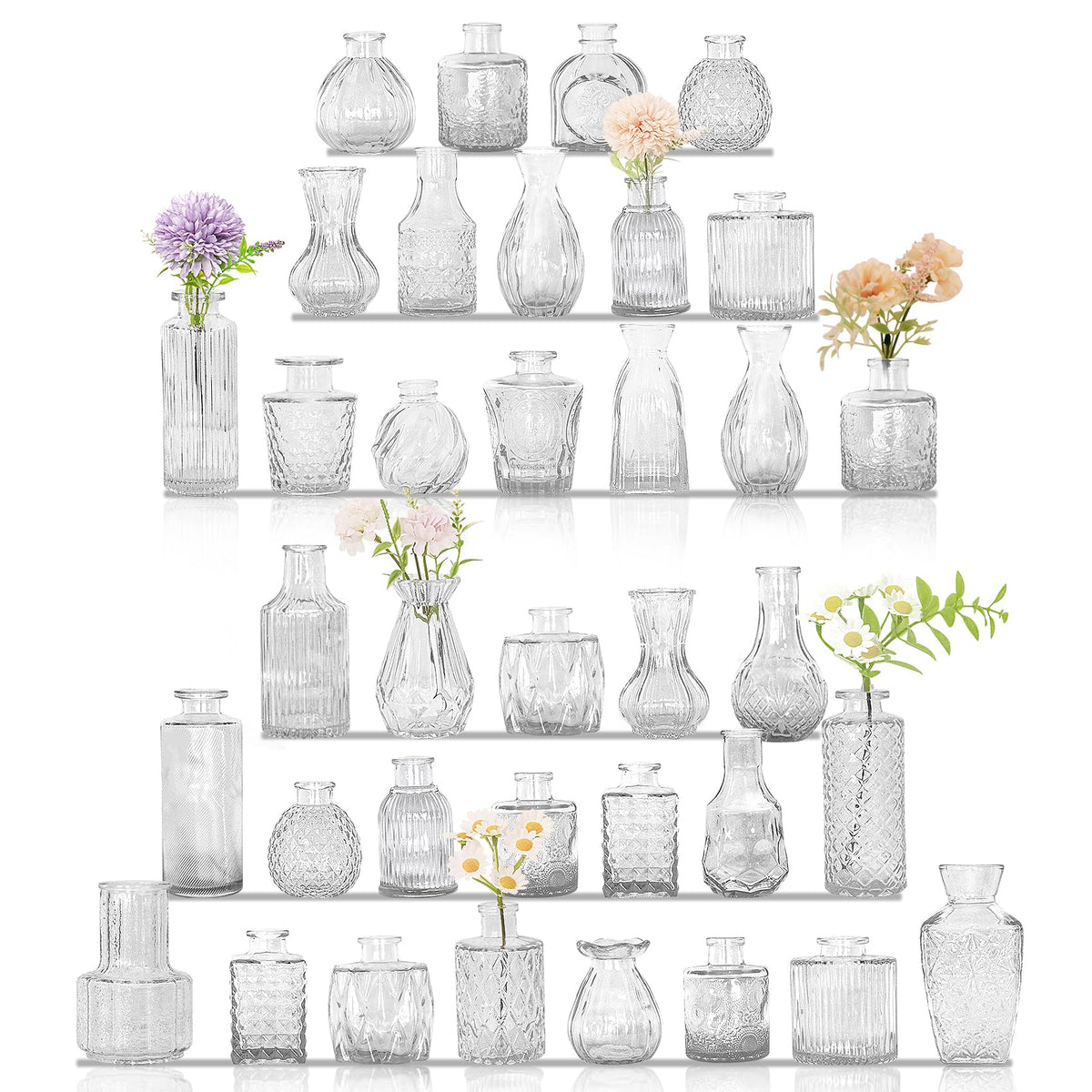 Set of 36 Glass Bud Vases Small Flower Vases for Centerpieces