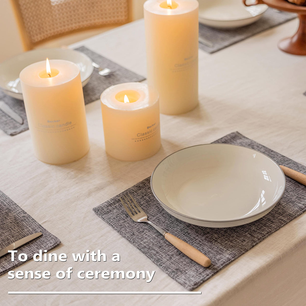 Linen Placemats Set of 4 Heat Resistant Washable Placemats for Parties Buffet Dinner, 13 x 19 inches, Ash Grey