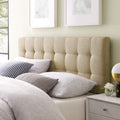 Tufted Beige Linen Queen Headboard with Padded Upholstery