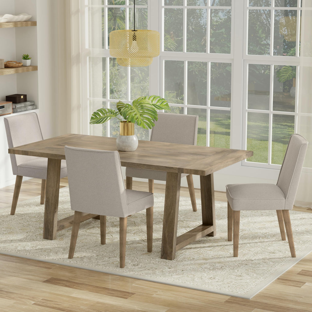 Whitley 72" Wide Solid Mango Wood Dining Table in Grey Wash