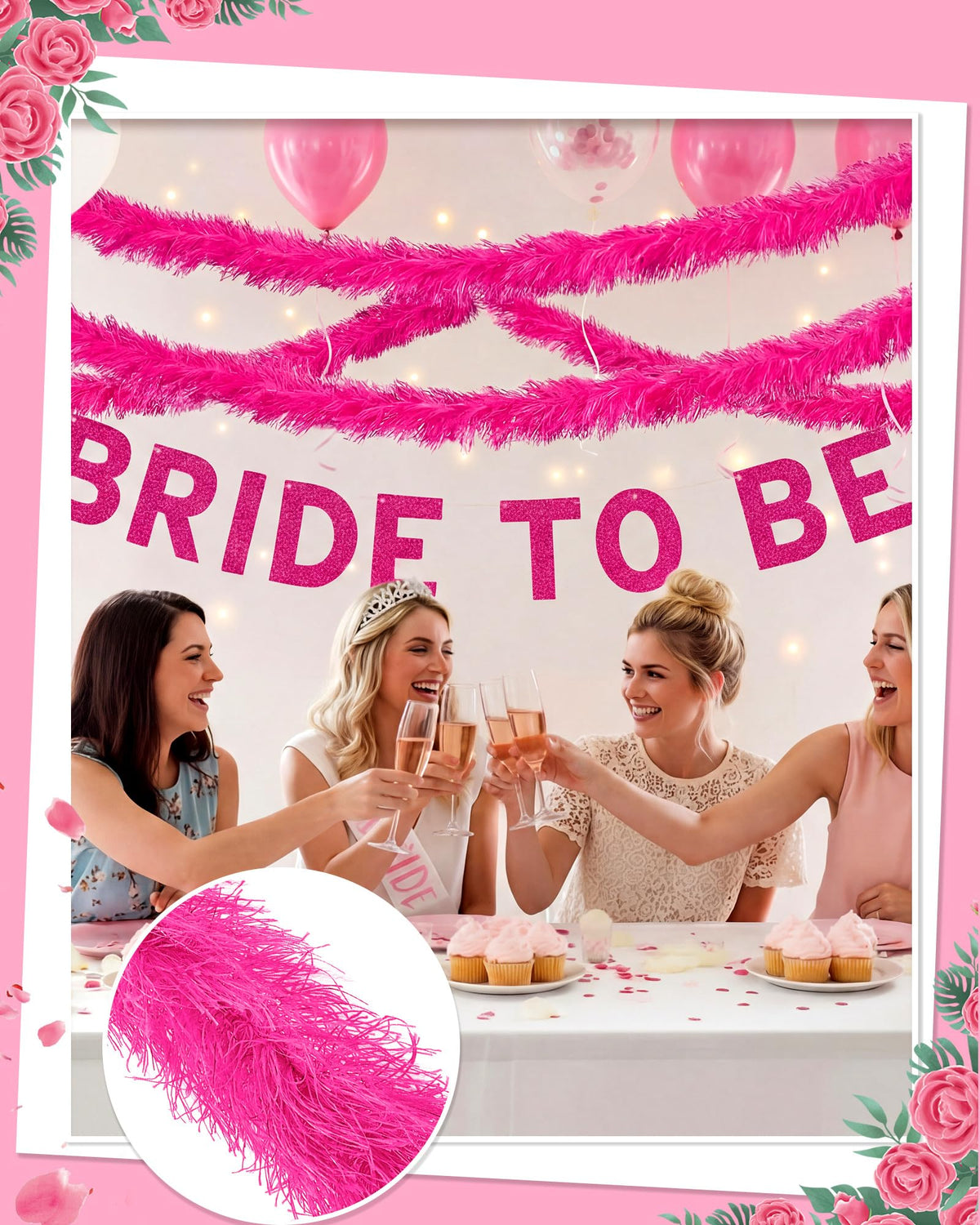 Feather Boas Halloween Party Decor 6.6 ft Hot Pink - 4 Pcs