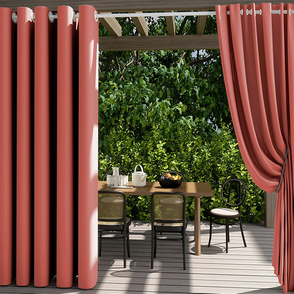 2 Panels Outdoor Curtains Waterproof Blackout Weatherproof Outside Drapes Thermal Insulated Grommet Top Privacy