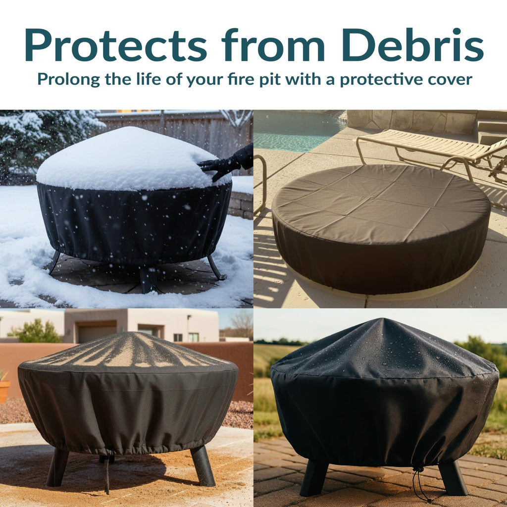 Heavy Duty Outdoor Fire Pit Cover, Round, Durable PVC, Black, 58"