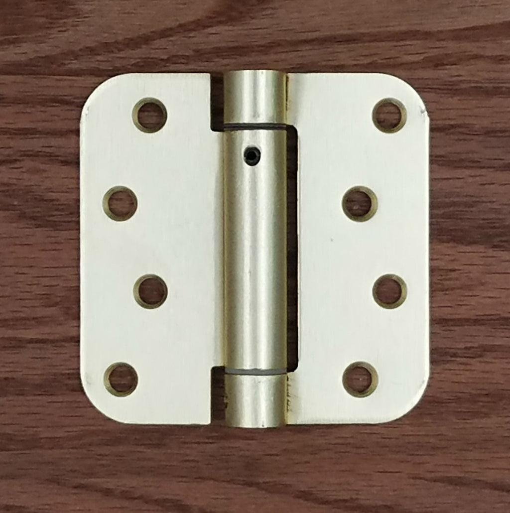 Self Closing Spring Door Hinges Brass 4 Inch - 5/8 Radius 6-Pack
