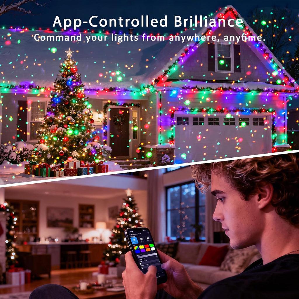 Outdoor Star Laser Projector, App & Remote Control 7 Colors Motion Smart Firefly Lights Christmas Snowflake