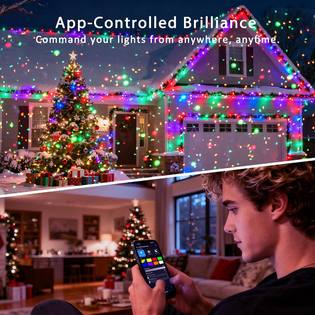 Outdoor Star Laser Projector, App & Remote Control 7 Colors Motion Smart Firefly Lights Christmas Snowflake