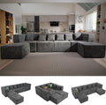 Modular Sectional Cloud Couch - 130'' 6 Seater Convertible Chenille Couches Set with Ottoman, No Assembly Compression