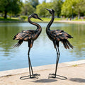 Metal Crane Garden Statue, Garden Sculptures & Statues, Bronze Crane Ornaments Yard Art for Backyard Patio Lawn