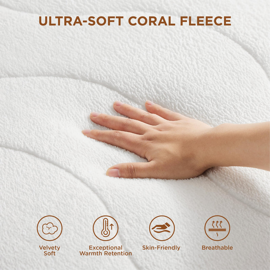 Heated Mattress Pad Full Ultra Soft Bed Warmer, Plush Coral Fleece