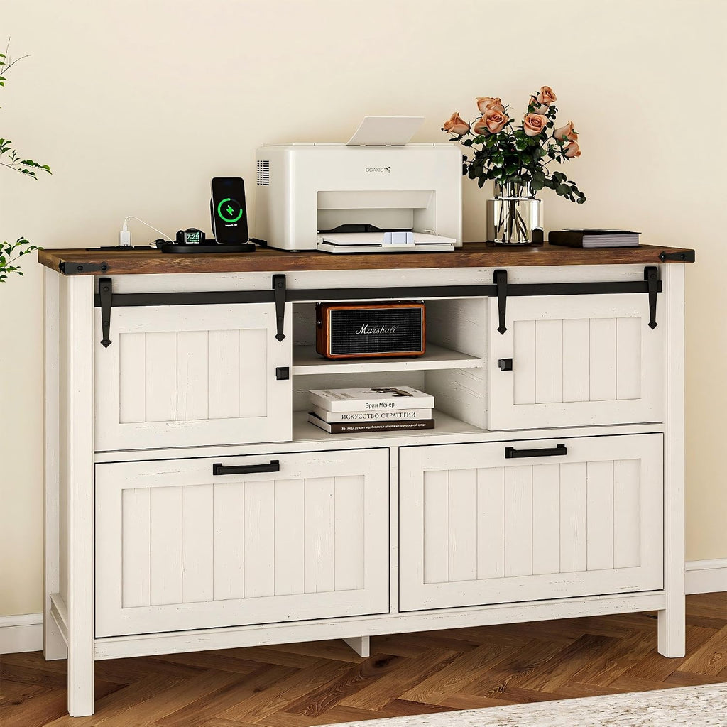 Farmhouse File Cabinet, White Printer Stand